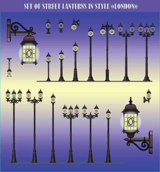 free vector Europeanstyle street lamps chandelier lamp vector